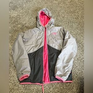 The North Face Kids Gray and Pink Raincoat